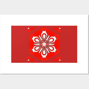 Bright Red Kaleidoscope Pattern (Seamless) 1 Posters and Art